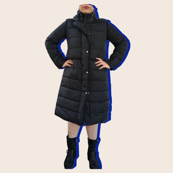 JennU black Winter Maxi Long Down Coat scarf - Picture 4 of 5